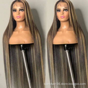 Vendor Wholesale P4/613 Highlight Glueless HD Transparent Lace Frontal Wig,P4/27 Honey Blonde Lace Closure Wigs for Black Women